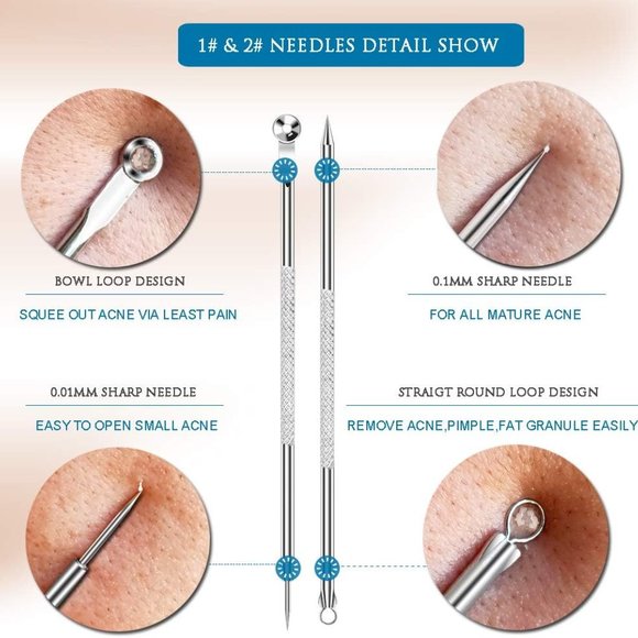 6PCS Dual Heads Blackhead Remover, Pimple Comedone Extractor, Acne Whitehead Ble - Picture 5 of 7